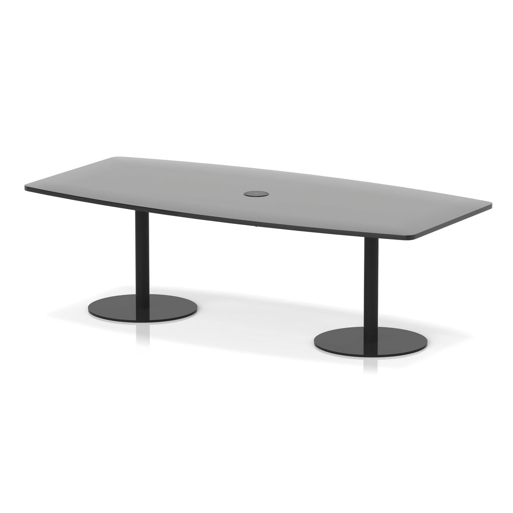 Italia high gloss boardroom table with pop-up power, 2400 x 1200, table height 725mm, black base, in black, view 2
