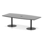 Italia high gloss boardroom table with pop-up power, 2400 x 1200, table height 725mm, black base, in black, view 2