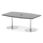 Italia high gloss boardroom table with pop-up power, 1800 x 1200, table height 725mm, silver base, in black, view 2