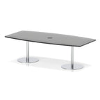 Italia high gloss boardroom table with pop-up power, 2400 x 1200, table height 725mm, silver base, in black, view 2