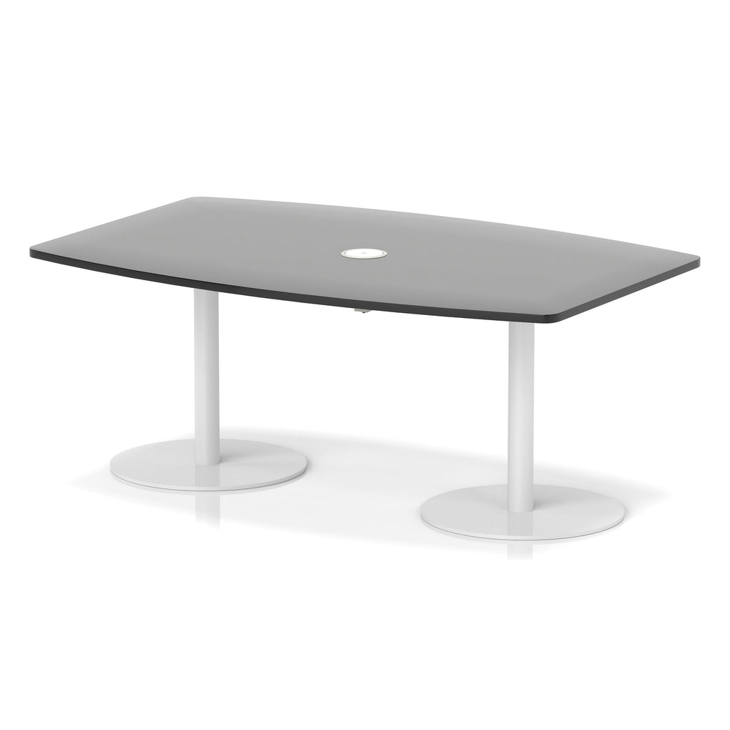 Italia high gloss boardroom table with pop-up power, 1800 x 1200, table height 725mm, white base, in black, view 2