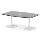 Italia high gloss boardroom table with pop-up power, 1800 x 1200, table height 725mm, white base, in black, view 2