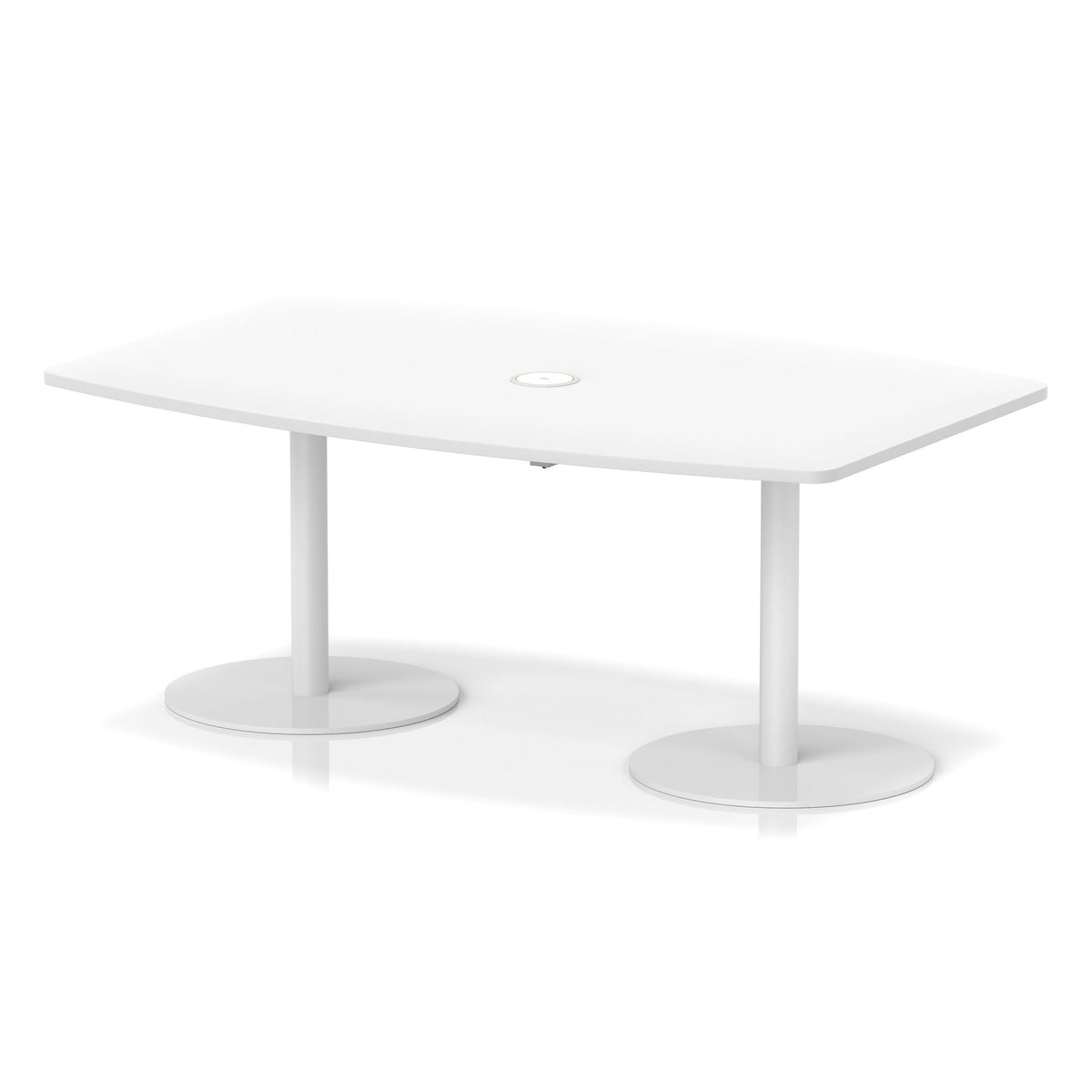 Italia high gloss boardroom table with pop-up power, 1800 x 1200, table height 725mm, white base, in white, view 2