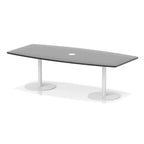 Italia high gloss boardroom table with pop-up power, 2400 x 1200, table height 725mm, white base, in black, view 2