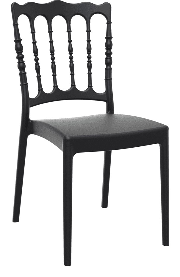 Napoleon Stacking Side Chair, Black