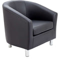Tub Armchair with Metal Feet in Black PU