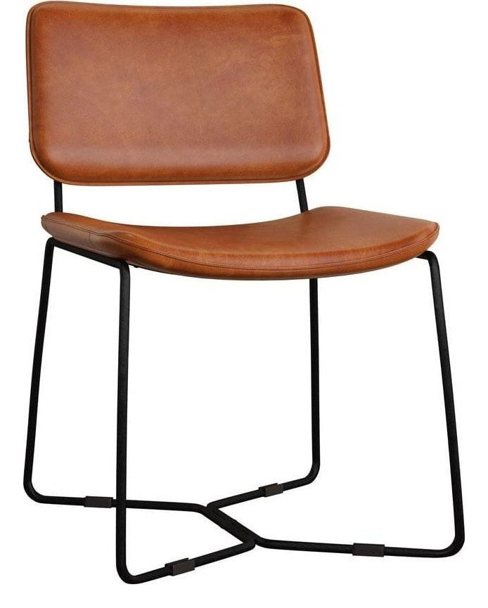 Pearl Side Chair in Bruciato Tan Leather