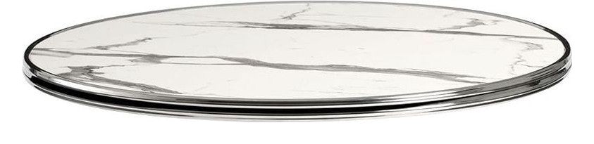 Parisian Table Top, White Marble with chrome rim, 60 cm round
