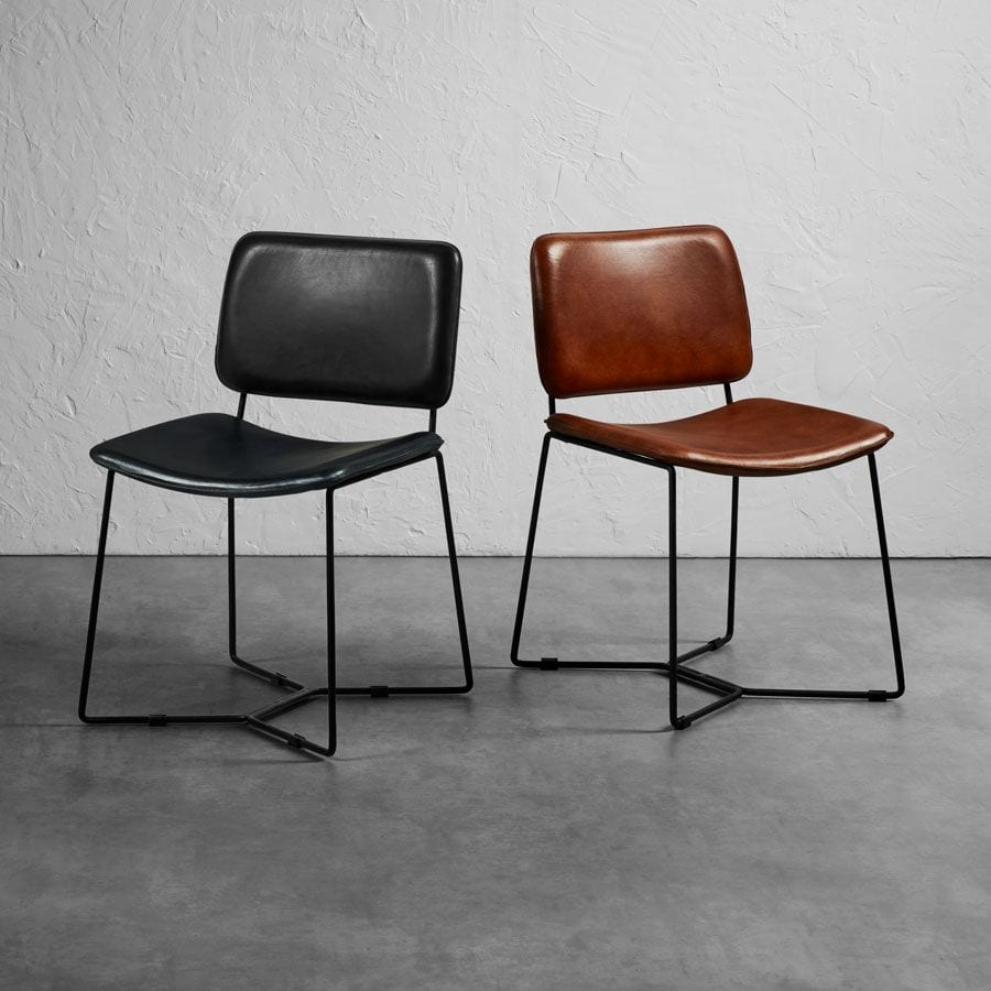 Pearl Side Chair in Bruciato Tan Leather