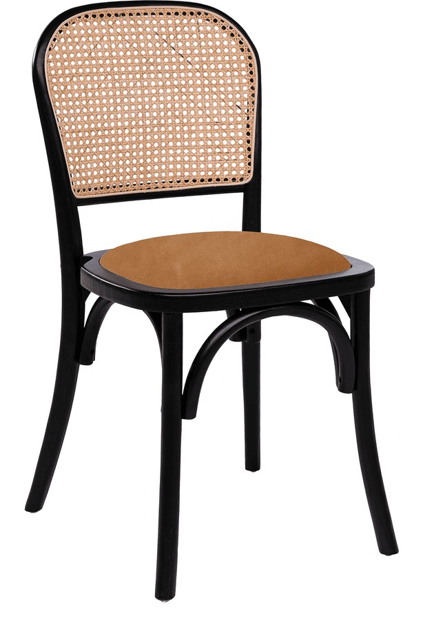 Ronda Stacking Side Chair, Black Velvet Upholstered Seat Pad