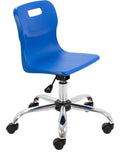 Titan Swivel Junior Chair with Chrome Base and Castors in Blue