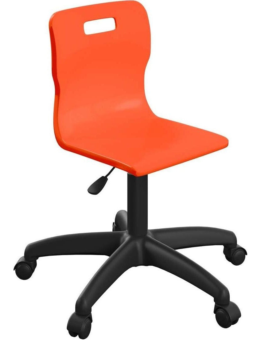 Titan Swivel Junior Chair with Plastic Base and Castors in Orange