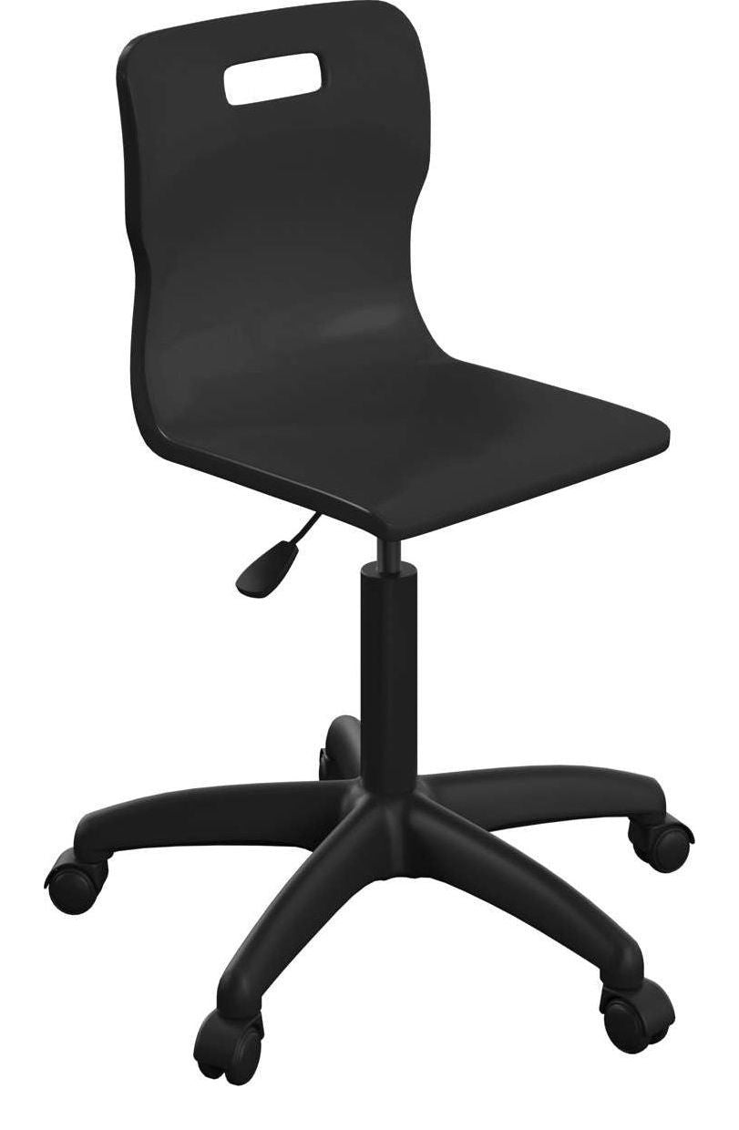 Titan Swivel Senior Chair with Plastic Base and Castors in Black