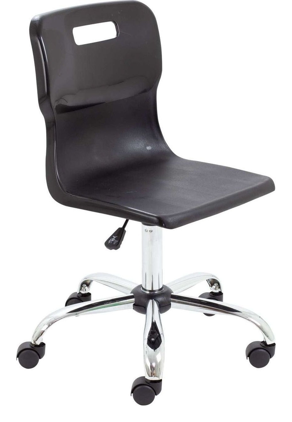 Titan Swivel Senior Chair with Chrome Base and Castors in Black