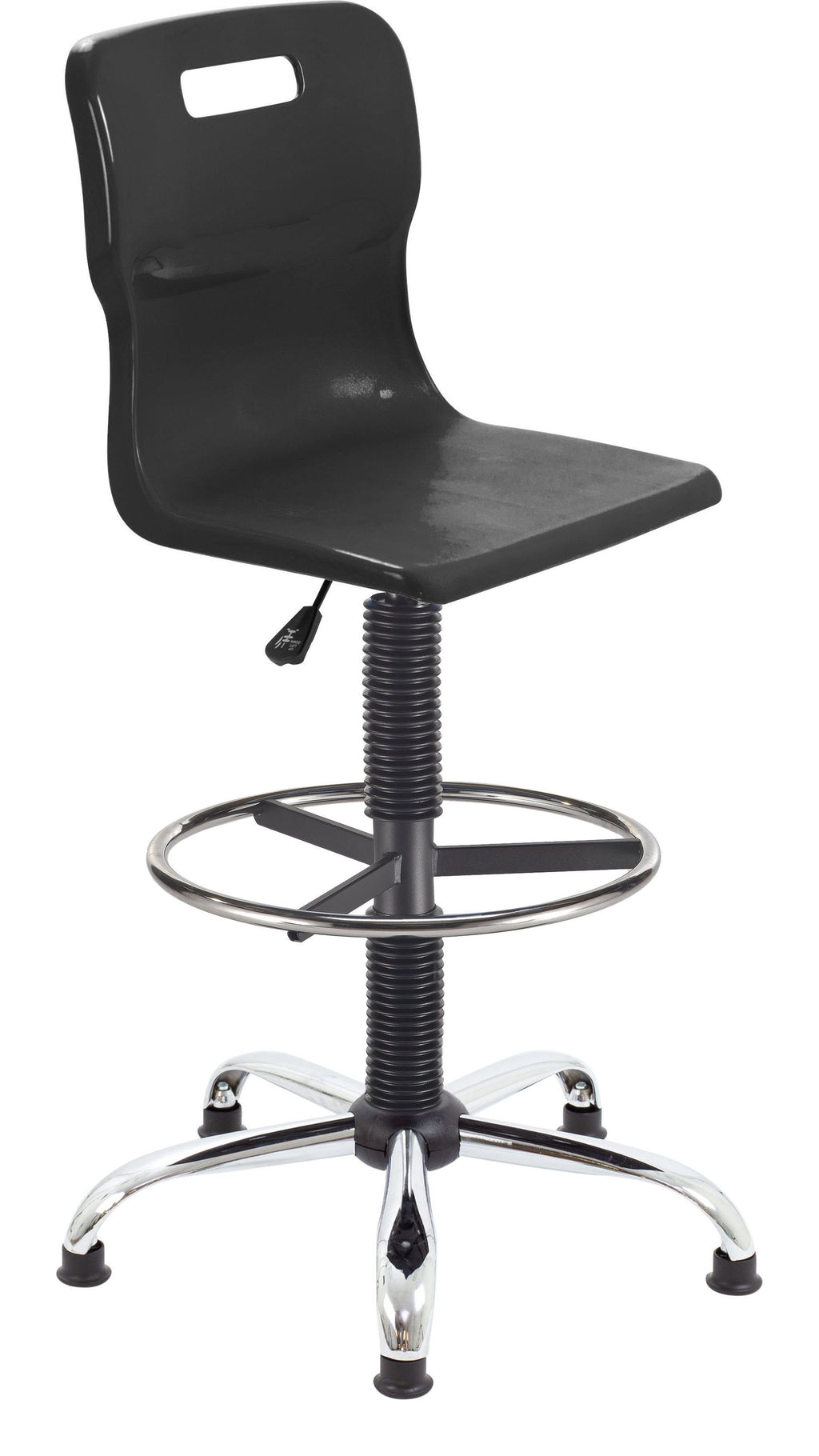 Titan Swivel Senior Chair with Chrome Base, Castors and D-Kit in Black/Chrome
