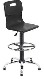 Titan Swivel Senior Chair with Chrome Base, Castors and D-Kit in Black/Chrome