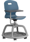 Arc Community Swivel Chair with Arm Tablet in Steel Blue
