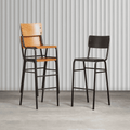Tavo Stacking Bar Stool, Wooden Seat & Back, Black