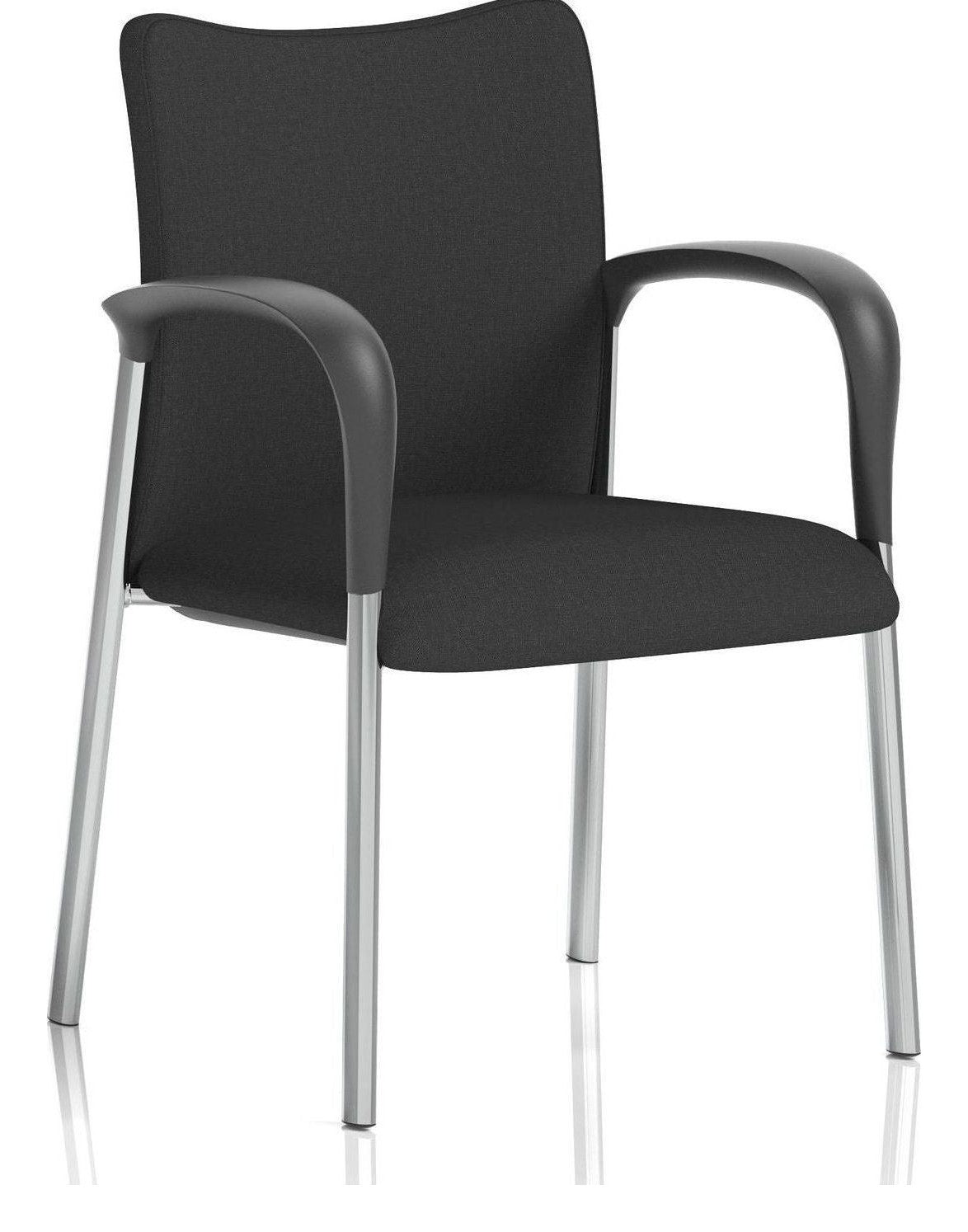 Academy Stacking Medium Back Visitor Chair, with arms, black fabric