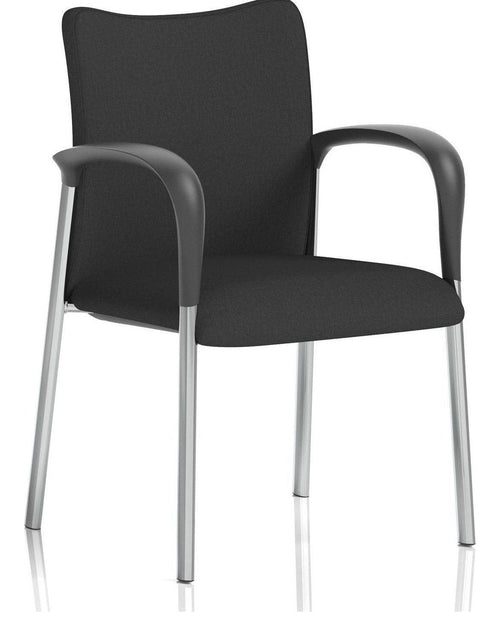 Academy Stacking Medium Back Visitor Chair, with arms, black fabric