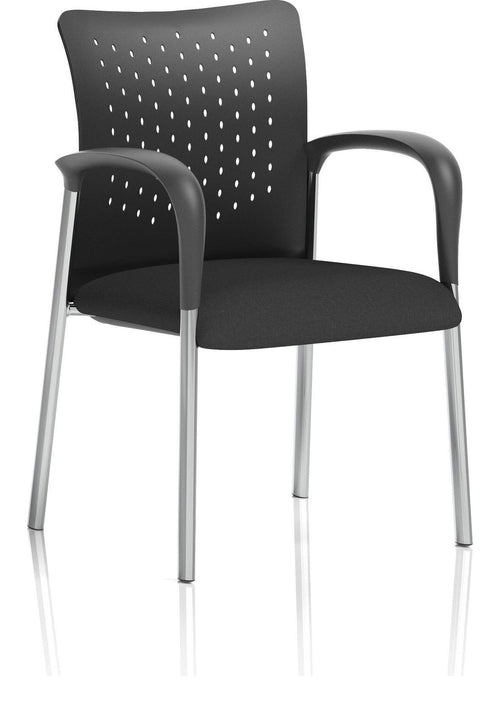 Academy Stacking Medium Back Visitor Chair, with arms, black nylon