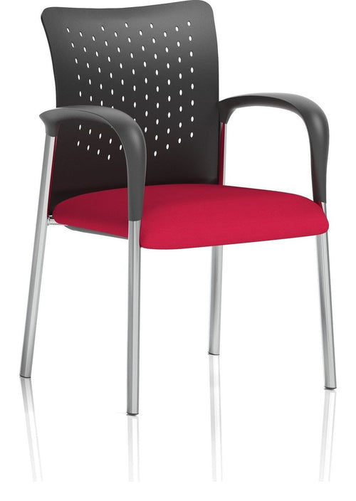 Academy Bespoke Stacking Medium Back Visitor Chair, cherry, with arms, black nylon back