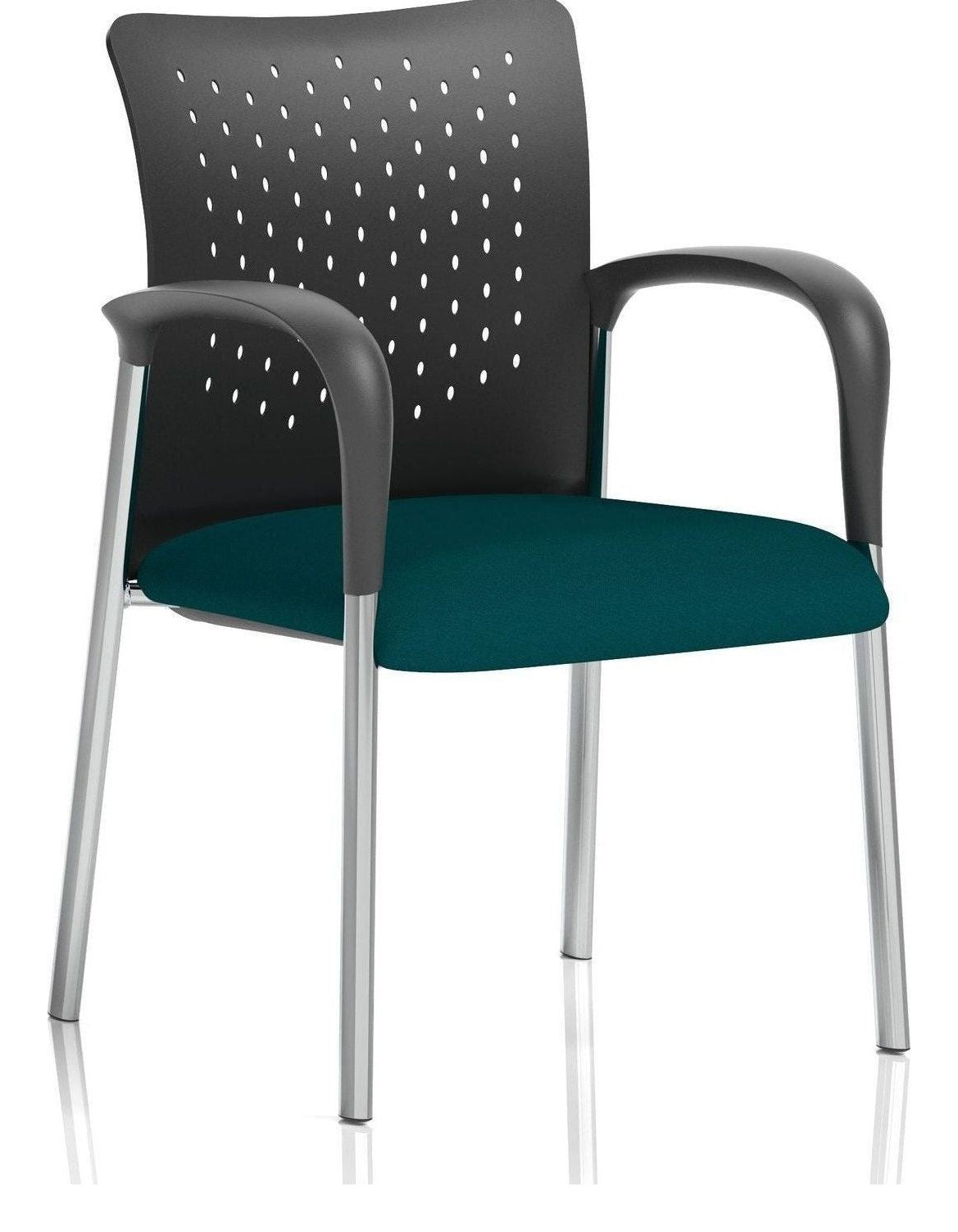 Academy Bespoke Stacking Medium Back Visitor Chair, teal, with arms, black nylon back