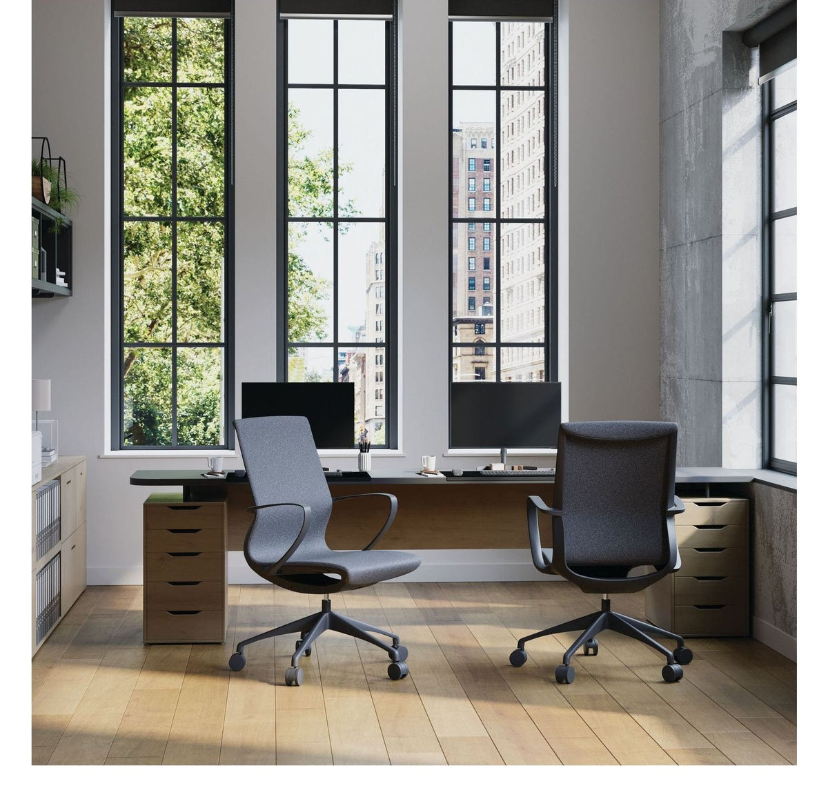 Aeros Medium Back Executive Chair in black, view 5