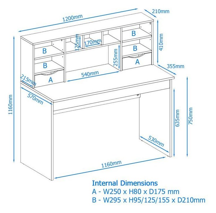 Albion Office Desk With Hutch, view 3
