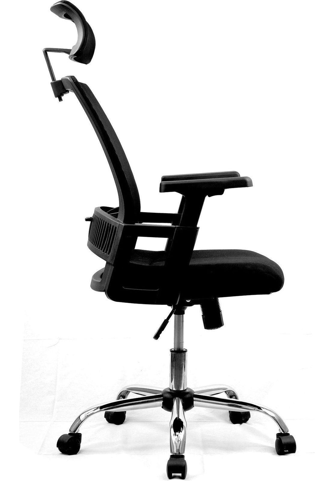 Alpha High Back Mesh Chair with Headrest in black, view 2