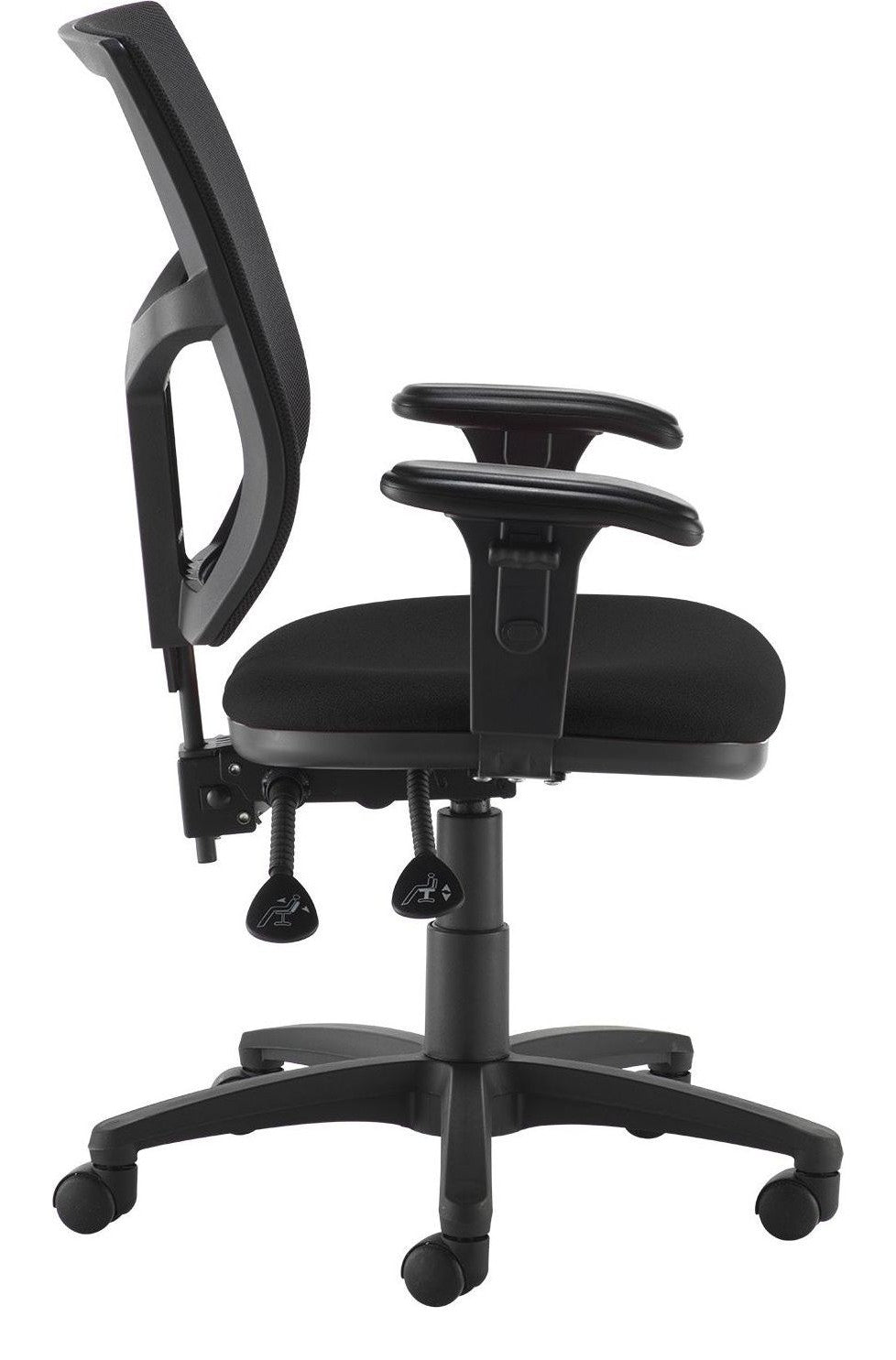 Altino Mesh Operator Chair in black, 2 lever, adjustable arms from the side