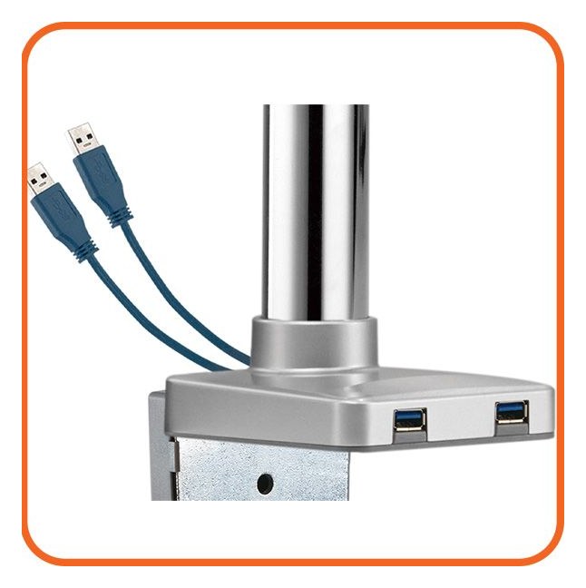 Aluminium Pole Mounted Dual Monitor Arm with USB, view 3