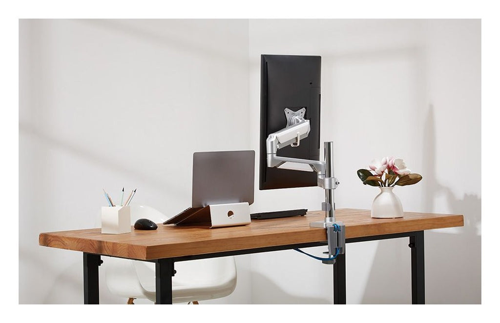 Aluminium Pole Mounted Single Monitor Arm with USB, view 4