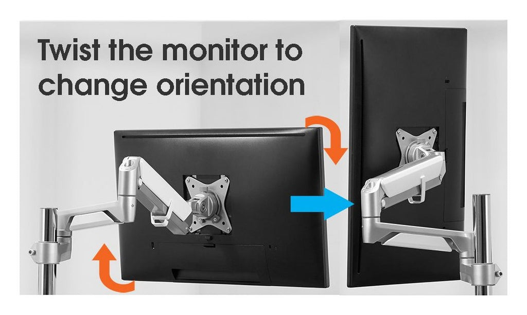 Aluminium Pole Mounted Single Monitor Arm with USB, view 6