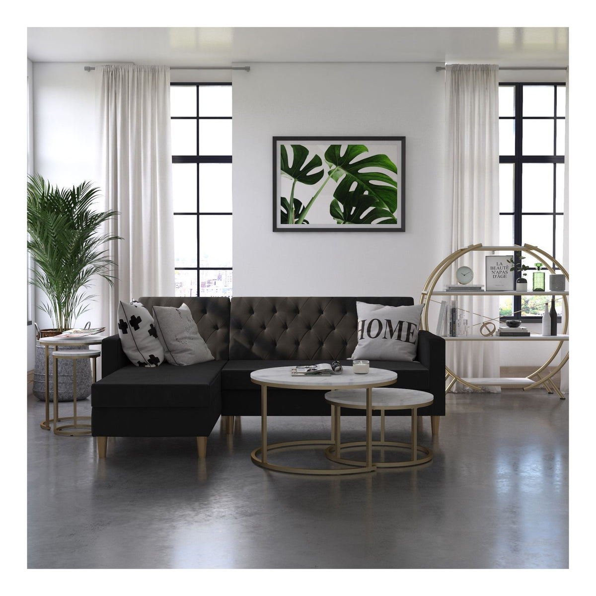 Amelia Marble Effect Nesting Coffee Tables, view 2