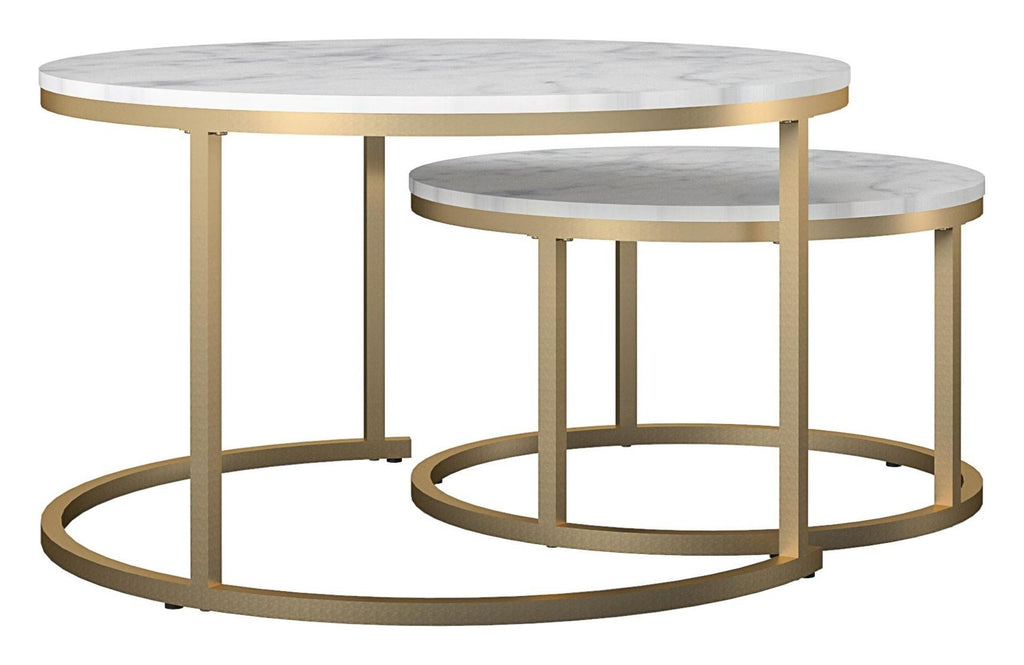 Amelia Marble Effect Nesting Coffee Tables, view 4