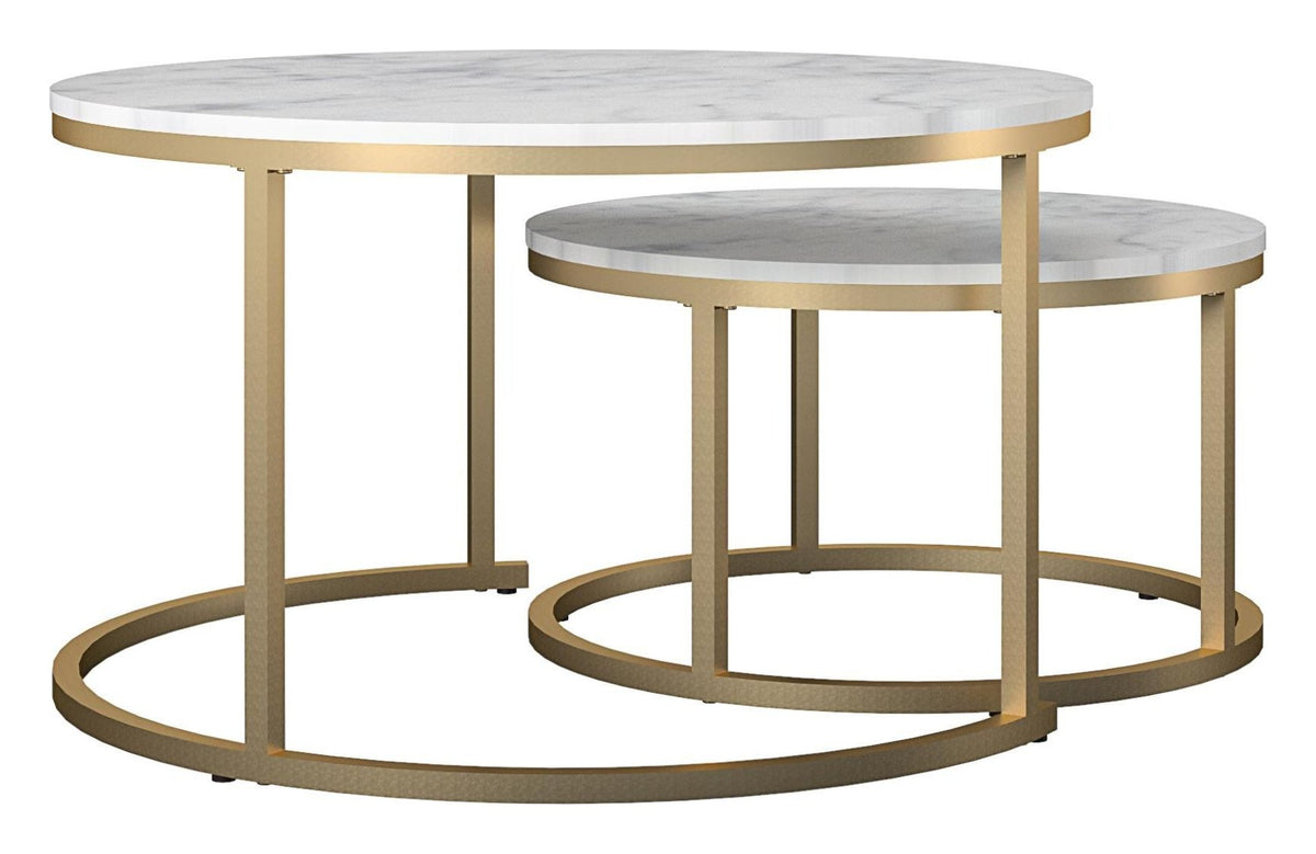 Amelia Marble Effect Nesting Coffee Tables, view 4