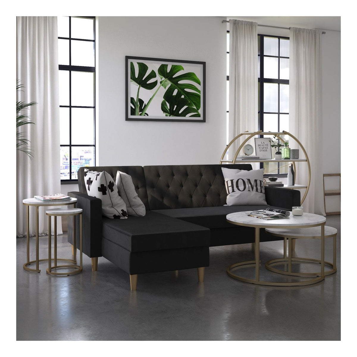 Amelia Marble Effect Nesting Coffee Tables, view 5