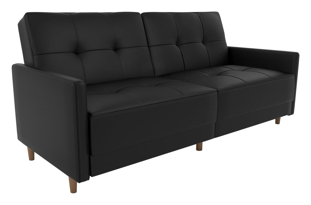 Andora Sprung Sofa Bed Wooden Legs Faux Leather, view 2