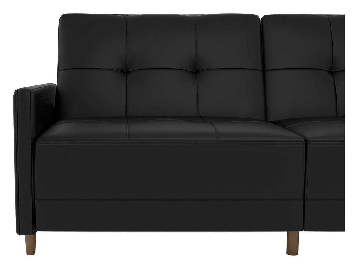 Andora Sprung Sofa Bed Wooden Legs Faux Leather, view 3