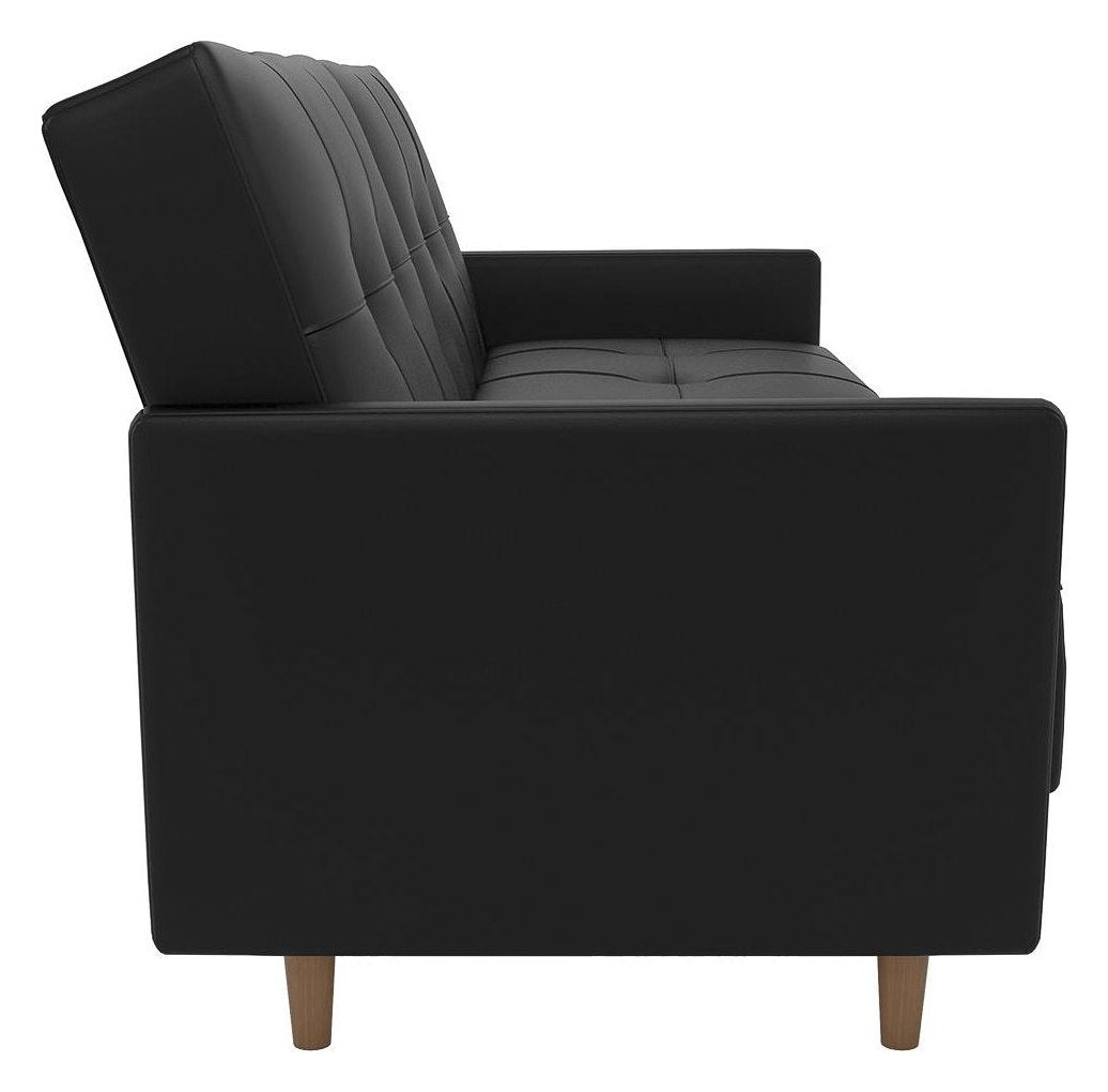 Andora Sprung Sofa Bed Wooden Legs Faux Leather, view 4