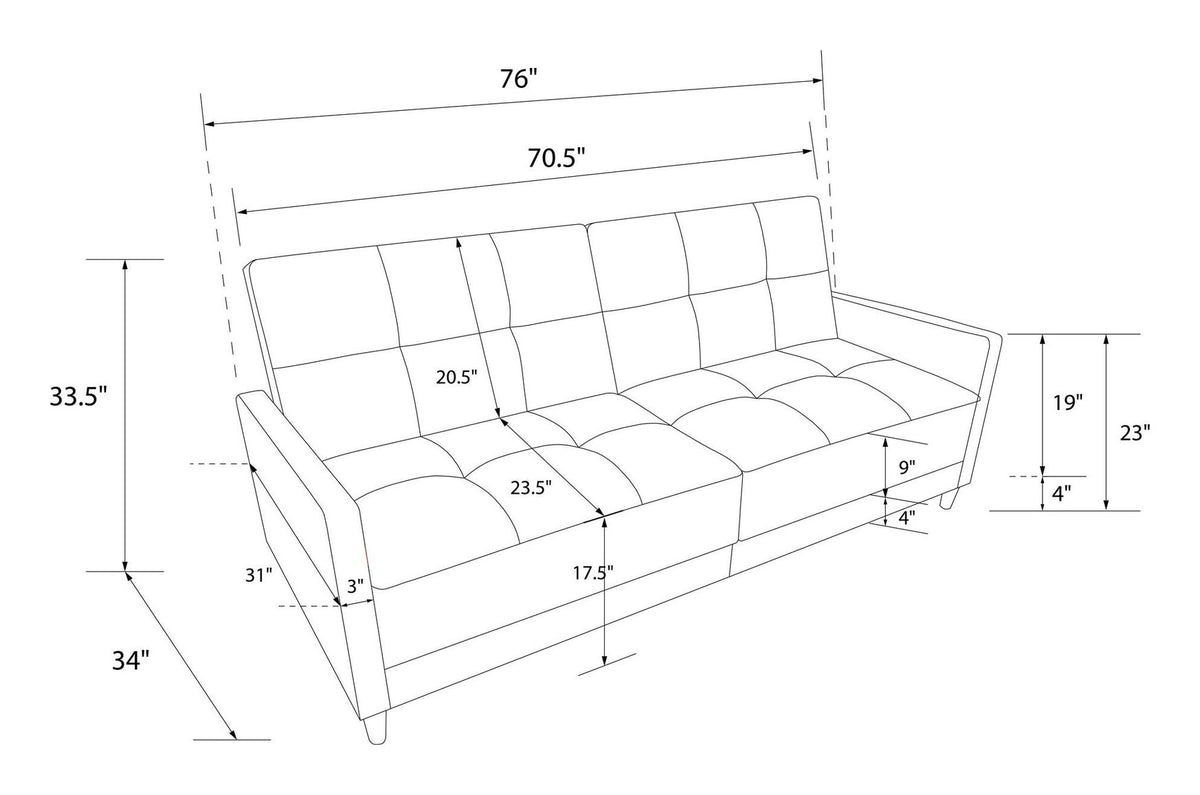 Andora Sprung Sofa Bed Wooden Legs Faux Leather, view 5