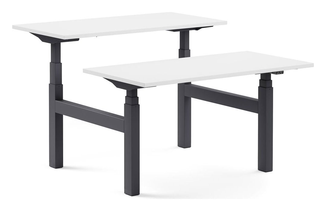 Apex Kompa Back to Back Height Adjustable Desks, black frame, white top