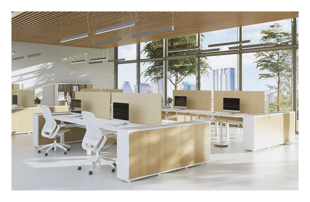 Apex Kompa Back to Back Height Adjustable Desks, in an office