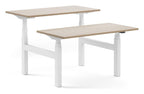 Apex Kompa Back to Back Height Adjustable Desks, black frame, natural oak top