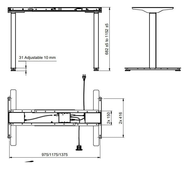 Apex Rusa Height Adjustable Desk, in an office