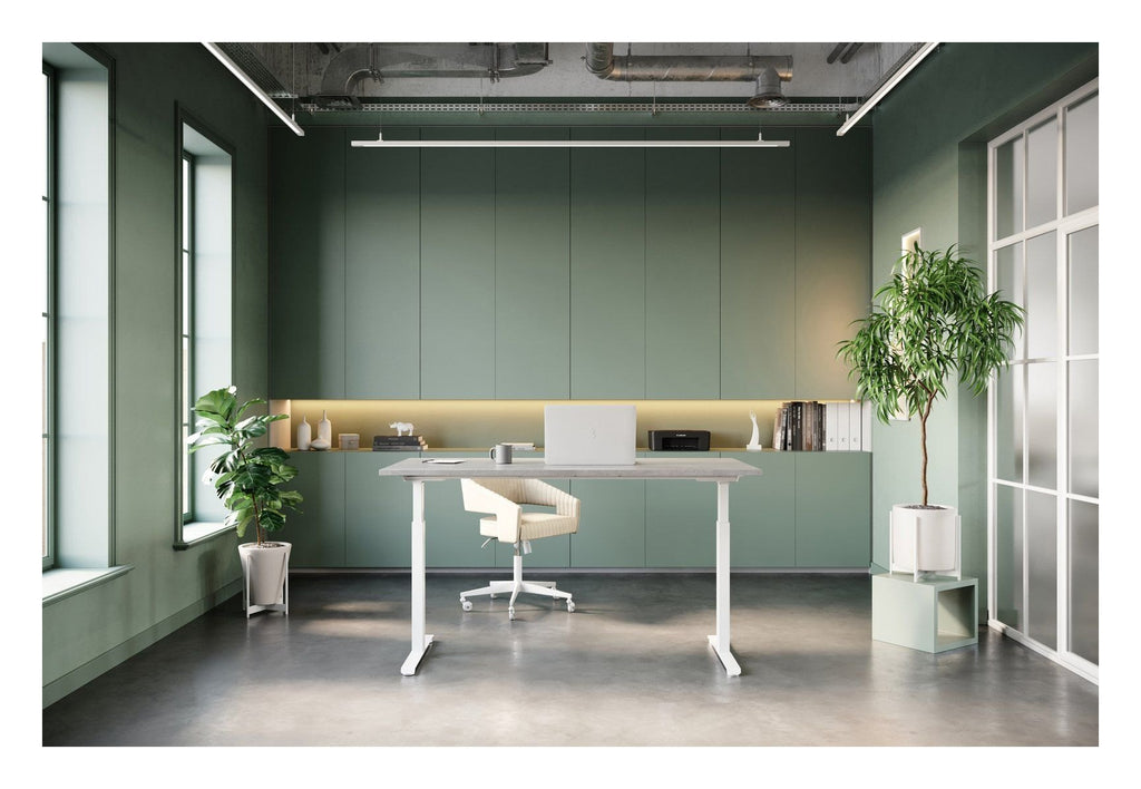 Apex Rusa Height Adjustable Desk, in an office