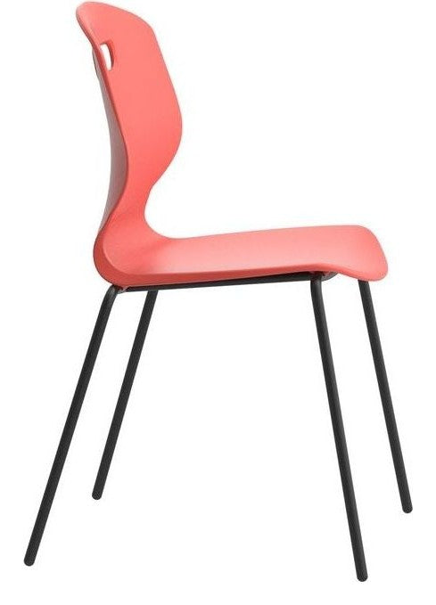Arc 4 Leg Chair in coral from the side