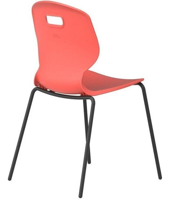 Arc 4 Leg Chair in coral from the back at an angle