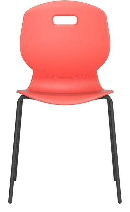 Arc 4 Leg Chair with Brace in coral from the front